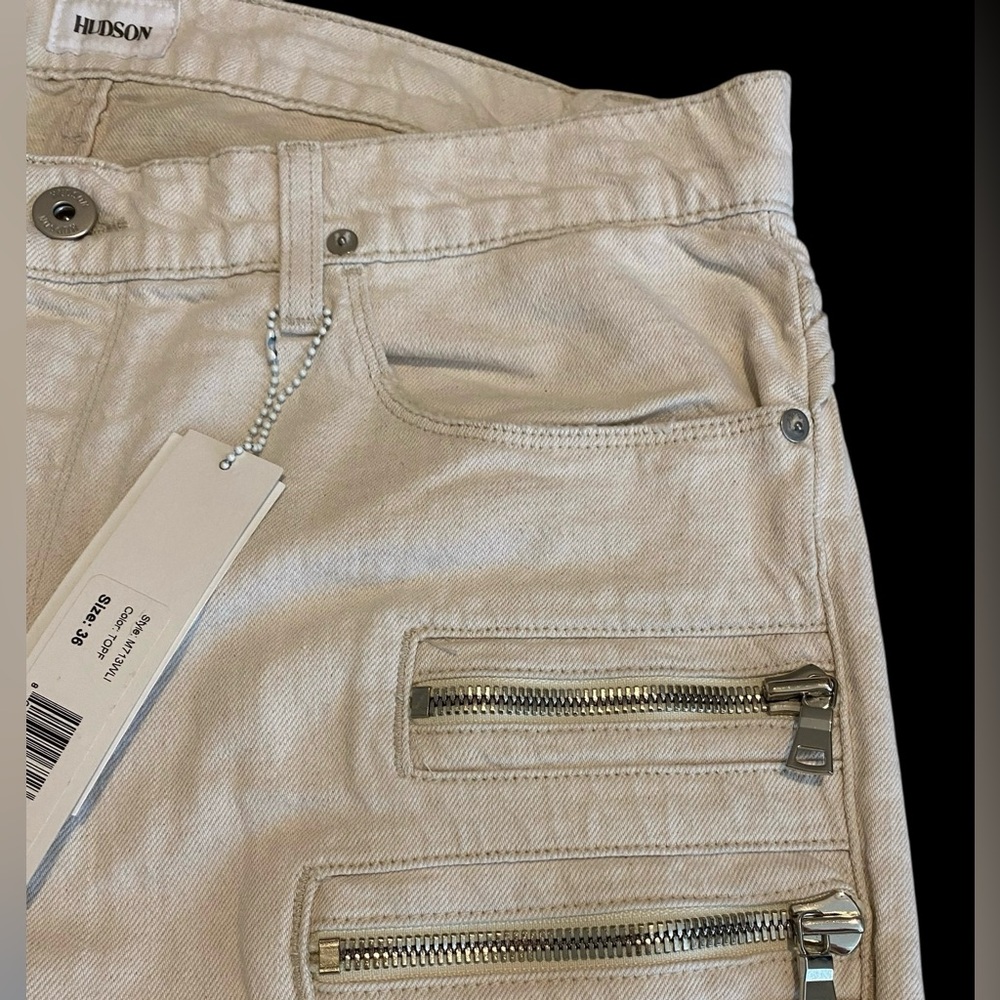 HUDSON | Men's Hudson Broderick Button Up jean Front Zip Linen Jeans NWT 36x33 - Picture 8 of 13